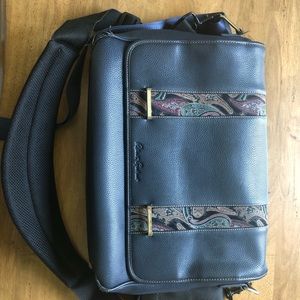 Robert Graham Blue Leather Messenger Bag